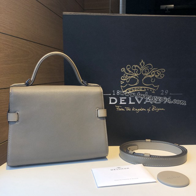 Delvaux專櫃2021春夏新色灰三拼TP系列手提女包 德爾沃專櫃swift小牛皮復古氣息雙用斜挎包 bxs1017